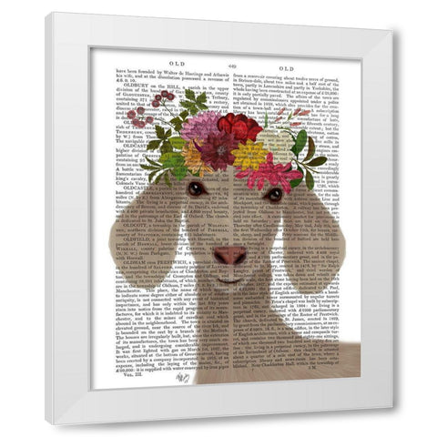 Goat Bohemian 2 Book Print White Modern Wood Framed Art Print by Fab Funky
