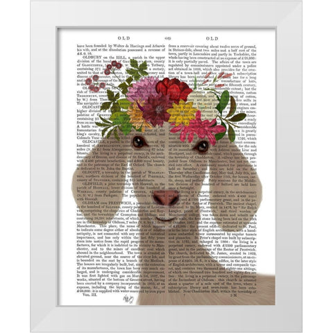 Goat Bohemian 2 Book Print White Modern Wood Framed Art Print by Fab Funky