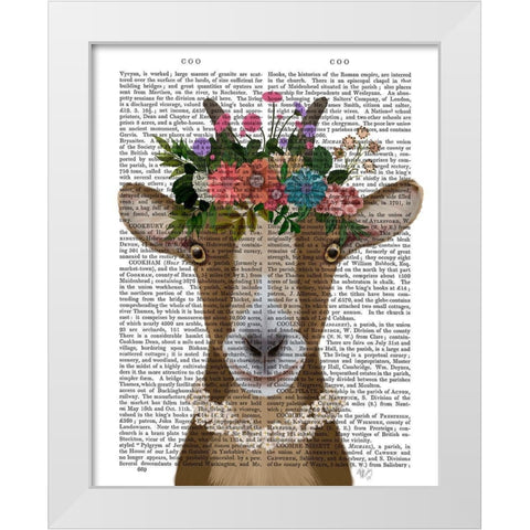 Goat Bohemian 3 Book Print White Modern Wood Framed Art Print by Fab Funky