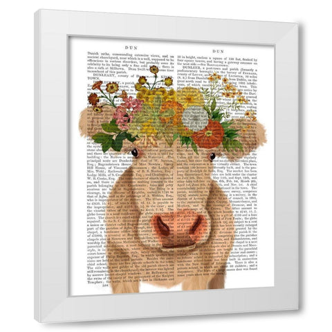 Cow Cream Bohemian 1 Book Print White Modern Wood Framed Art Print by Fab Funky