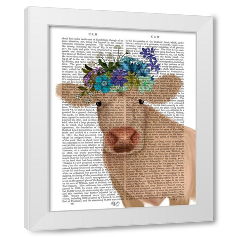 Cow Cream Bohemian 2 Book Print White Modern Wood Framed Art Print by Fab Funky