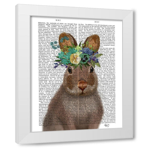 Rabbit Bohemian Book Print White Modern Wood Framed Art Print by Fab Funky