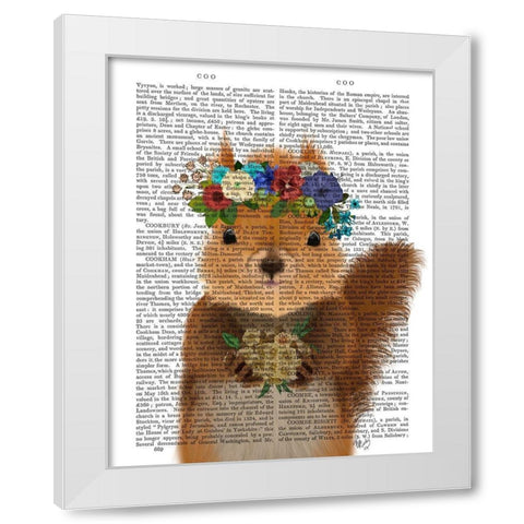 Squirrel Bohemian Book Print White Modern Wood Framed Art Print by Fab Funky