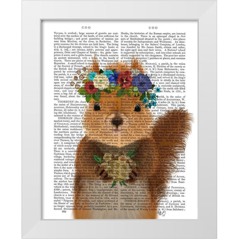Squirrel Bohemian Book Print White Modern Wood Framed Art Print by Fab Funky