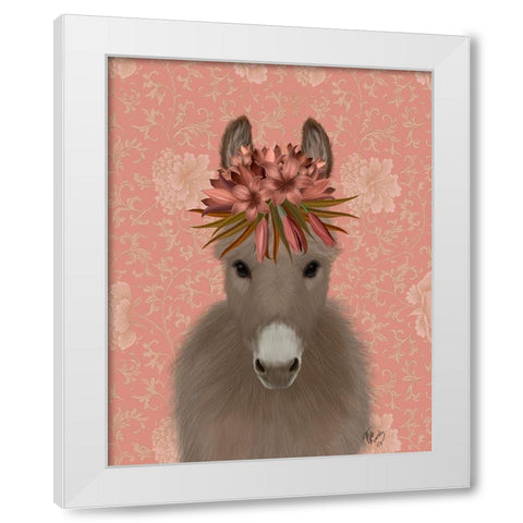 Donkey Bohemian 1 White Modern Wood Framed Art Print by Fab Funky