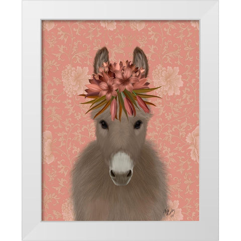 Donkey Bohemian 1 White Modern Wood Framed Art Print by Fab Funky