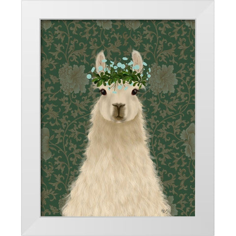 Llama Bohemian 1 White Modern Wood Framed Art Print by Fab Funky