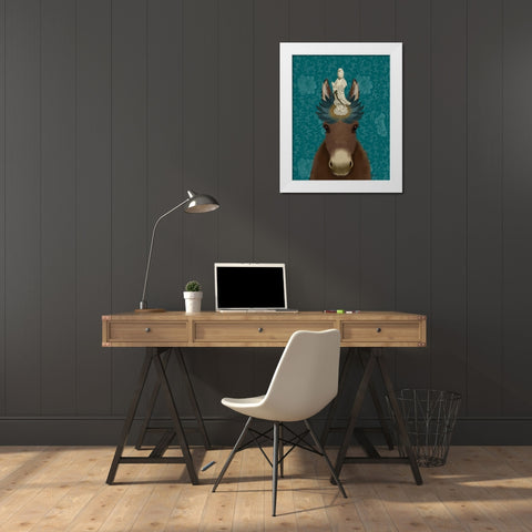 Donkey Bodhisattva White Modern Wood Framed Art Print by Fab Funky