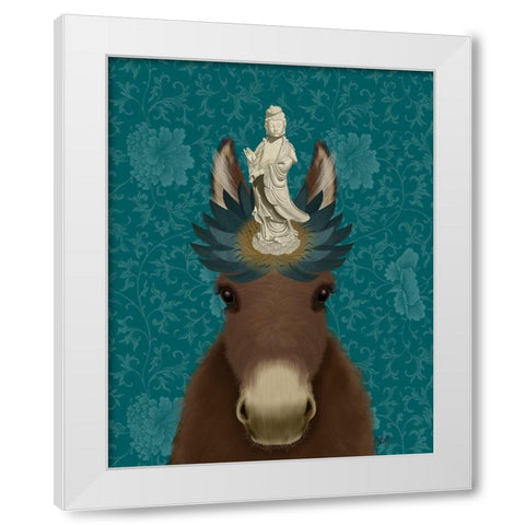 Donkey Bodhisattva White Modern Wood Framed Art Print by Fab Funky