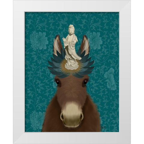 Donkey Bodhisattva White Modern Wood Framed Art Print by Fab Funky
