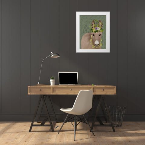Donkey Bohemian 2 White Modern Wood Framed Art Print by Fab Funky
