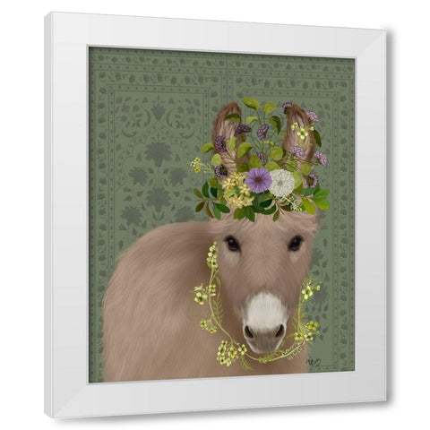 Donkey Bohemian 2 White Modern Wood Framed Art Print by Fab Funky
