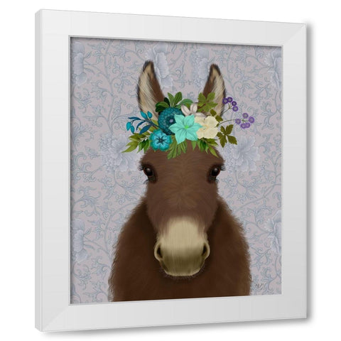Donkey Bohemian 3 White Modern Wood Framed Art Print by Fab Funky
