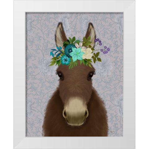 Donkey Bohemian 3 White Modern Wood Framed Art Print by Fab Funky