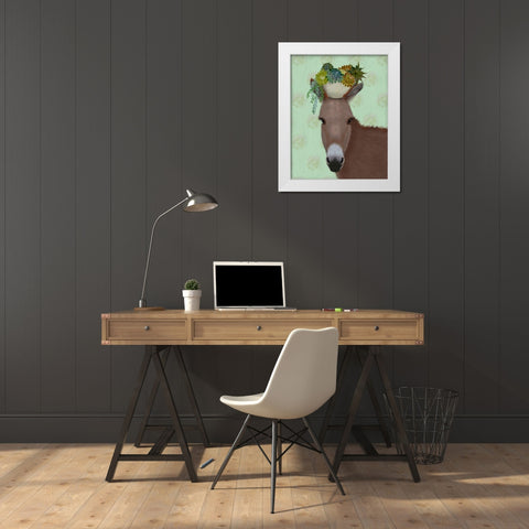 Donkey Succulent White Modern Wood Framed Art Print by Fab Funky