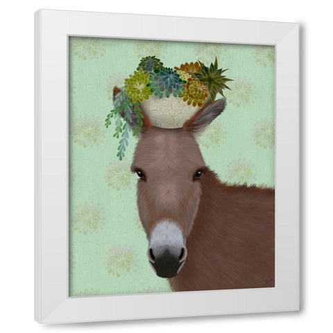 Donkey Succulent White Modern Wood Framed Art Print by Fab Funky