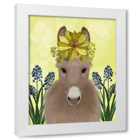 Donkey Sunflower White Modern Wood Framed Art Print by Fab Funky