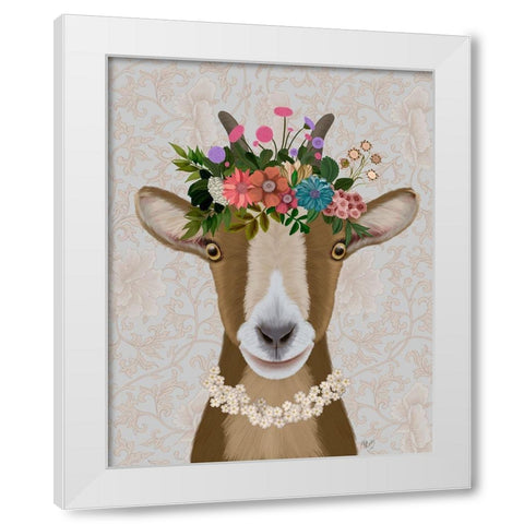 Goat Bohemian 3 White Modern Wood Framed Art Print by Fab Funky