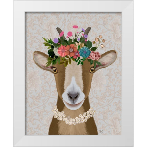 Goat Bohemian 3 White Modern Wood Framed Art Print by Fab Funky