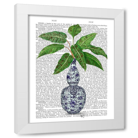 Chinoiserie Vase 1, With Plant Book Print White Modern Wood Framed Art Print by Fab Funky