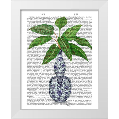 Chinoiserie Vase 1, With Plant Book Print White Modern Wood Framed Art Print by Fab Funky