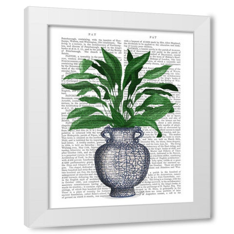 Chinoiserie Vase 2, With Plant Book Print White Modern Wood Framed Art Print by Fab Funky