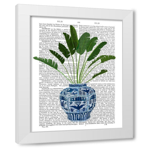 Chinoiserie Vase 5, With Plant Book Print White Modern Wood Framed Art Print by Fab Funky