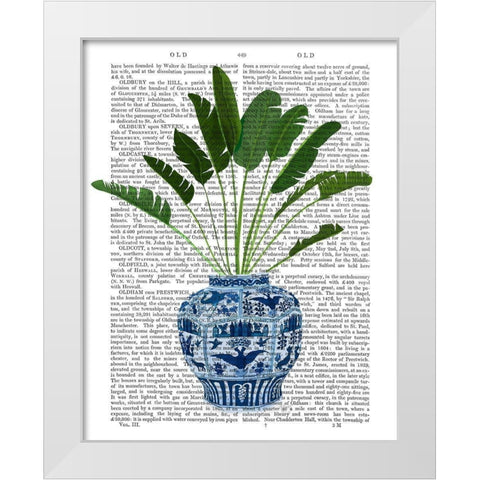 Chinoiserie Vase 5, With Plant Book Print White Modern Wood Framed Art Print by Fab Funky