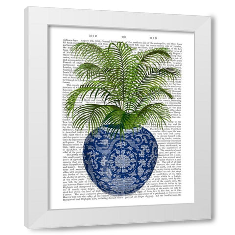 Chinoiserie Vase 6, With Plant Book Print White Modern Wood Framed Art Print by Fab Funky