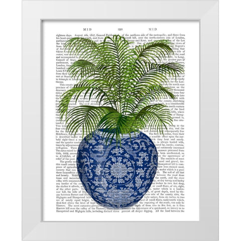 Chinoiserie Vase 6, With Plant Book Print White Modern Wood Framed Art Print by Fab Funky