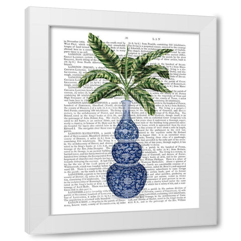 Chinoiserie Vase 7, With Plant Book Print White Modern Wood Framed Art Print by Fab Funky