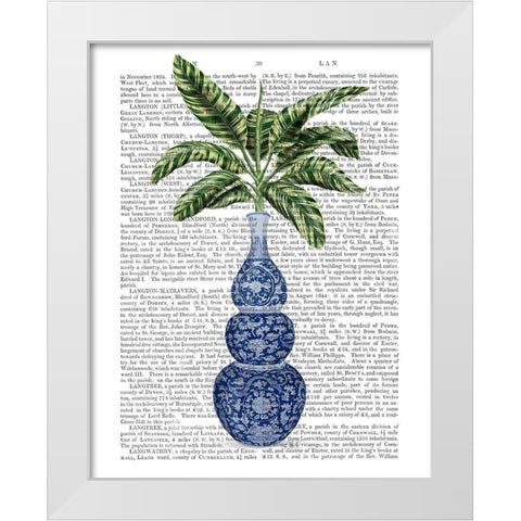 Chinoiserie Vase 7, With Plant Book Print White Modern Wood Framed Art Print by Fab Funky