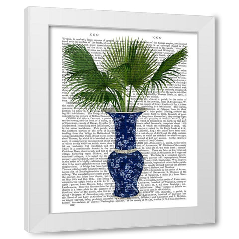 Chinoiserie Vase 8, With Plant Book Print White Modern Wood Framed Art Print by Fab Funky