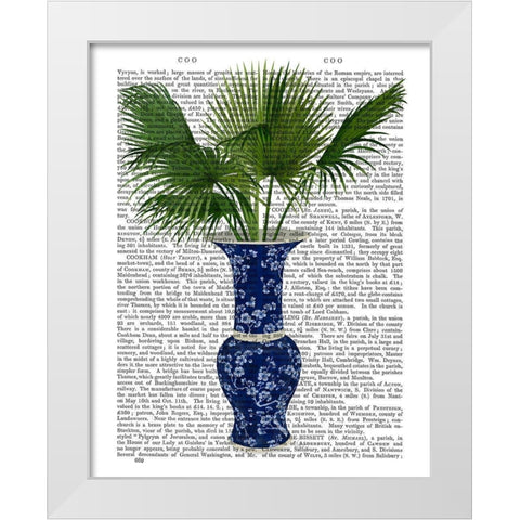 Chinoiserie Vase 8, With Plant Book Print White Modern Wood Framed Art Print by Fab Funky