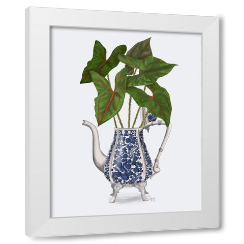Chinoiserie Vase 4, With Plant White Modern Wood Framed Art Print by Fab Funky