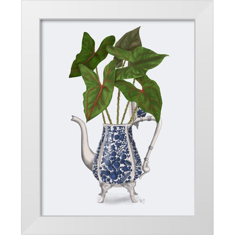 Chinoiserie Vase 4, With Plant White Modern Wood Framed Art Print by Fab Funky