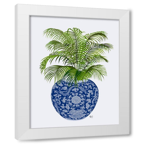 Chinoiserie Vase 6, With Plant White Modern Wood Framed Art Print by Fab Funky