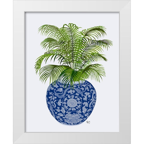 Chinoiserie Vase 6, With Plant White Modern Wood Framed Art Print by Fab Funky