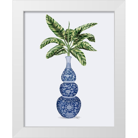 Chinoiserie Vase 7, With Plant White Modern Wood Framed Art Print by Fab Funky