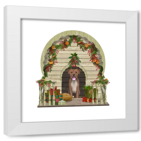 Christmas Des - Christmas Kennel - Williamsburg White Modern Wood Framed Art Print by Fab Funky