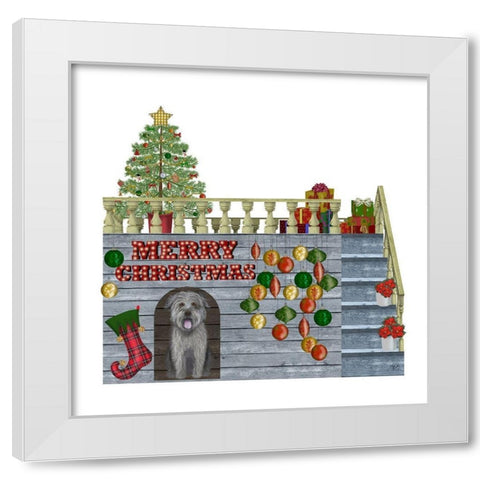 Christmas Des - Christmas Kennel - Bauble White Modern Wood Framed Art Print by Fab Funky