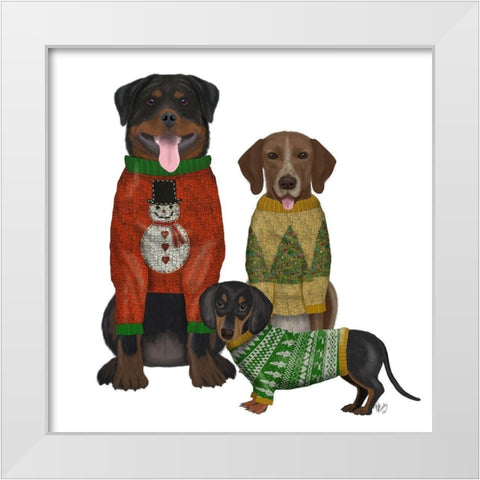 Christmas Des - Ugly Christmas Sweater Competition White Modern Wood Framed Art Print by Fab Funky