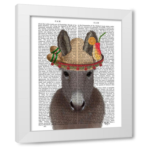 Donkey Sombrero Book Print White Modern Wood Framed Art Print by Fab Funky