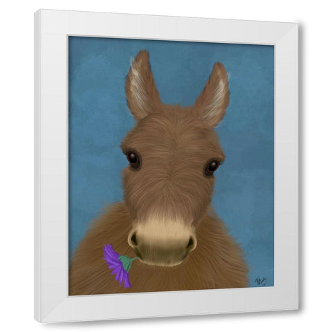 Donkey Purple Flower White Modern Wood Framed Art Print by Fab Funky