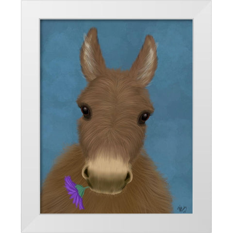 Donkey Purple Flower White Modern Wood Framed Art Print by Fab Funky