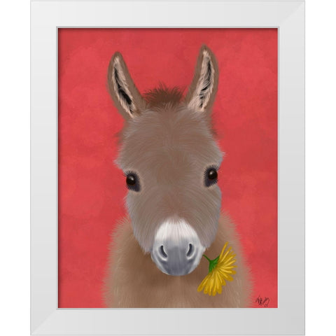Donkey Yellow Flower White Modern Wood Framed Art Print by Fab Funky