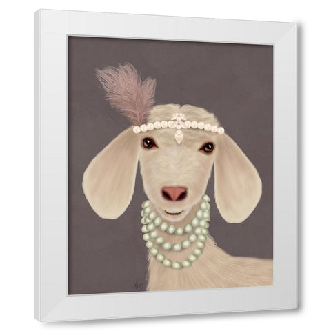 Posh White Goat White Modern Wood Framed Art Print by Fab Funky