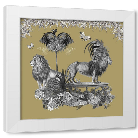 Livoris Feritas Lion Design, Square White Modern Wood Framed Art Print by Fab Funky
