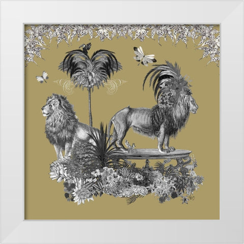 Livoris Feritas Lion Design, Square White Modern Wood Framed Art Print by Fab Funky