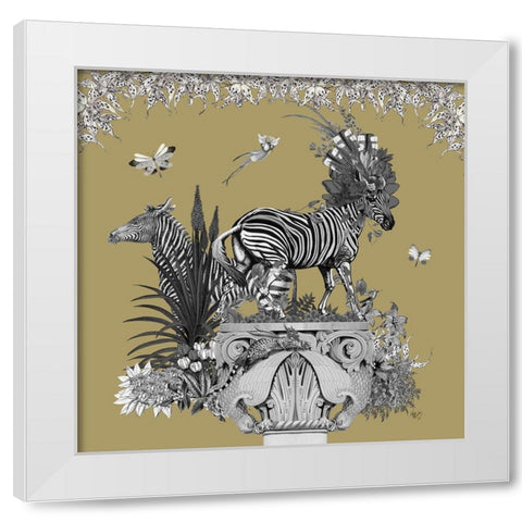 Livoris Feritas Zebra Design, Square White Modern Wood Framed Art Print by Fab Funky